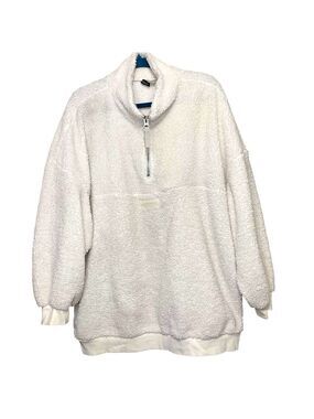 Vintage Sherpa Pullover Sweater Sz L oversized Cozy 1/4 Zip Minimalist Gorpcore